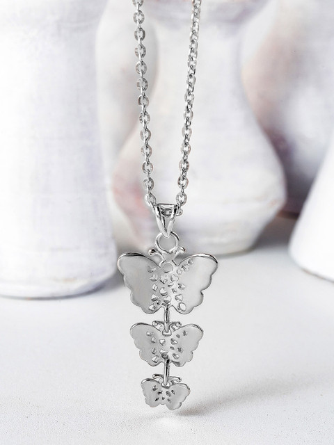 

SILBERRY 925 Rhodium Plated Sterling Silver Butterfly Pendant With Chain