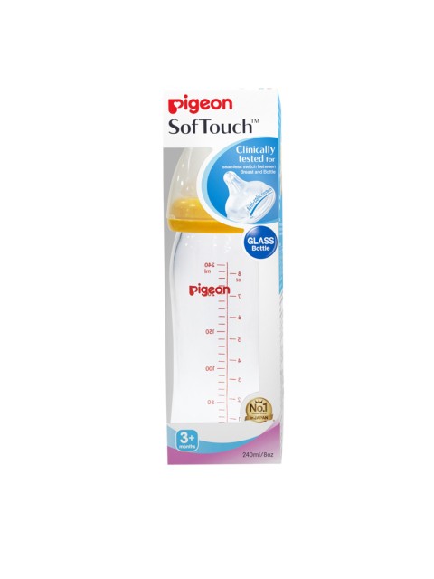

Pigeon Kids Transparent Wide Neck Glass Feeding Bottle- 240 ml