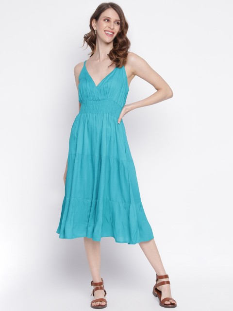 

IQRAAR Women Blue Solid Fit & Flare Dress