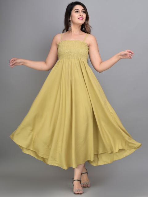 

IQRAAR Women Solid Beige Fit & Flare Dress