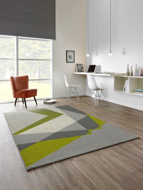 

DDecor Grey & Green Geometric Pattern Rug