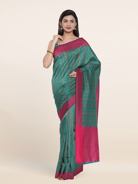 

Pothys Green & Blue Supernet Saree