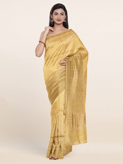 

Pothys Cream-Coloured & Gold-Toned Woven Design Jute Cotton Saree