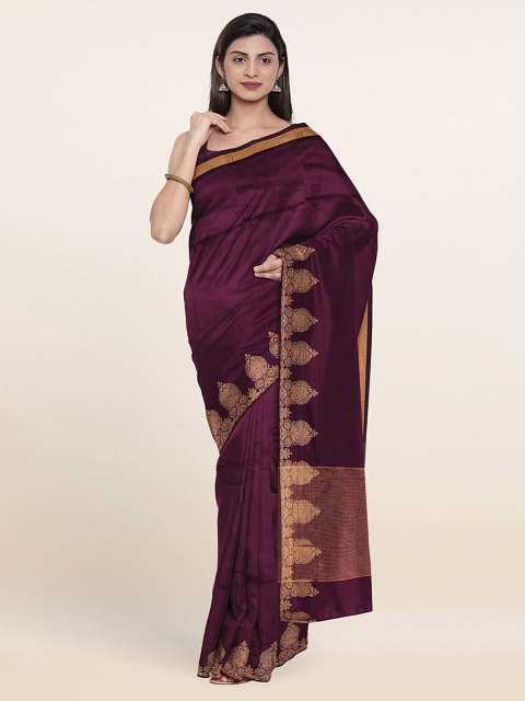 

Pothys Violet & Gold-Toned Woven Design Zari Saree
