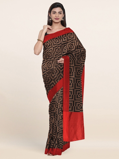

Pothys Black & Red Woven Design Supernet Saree