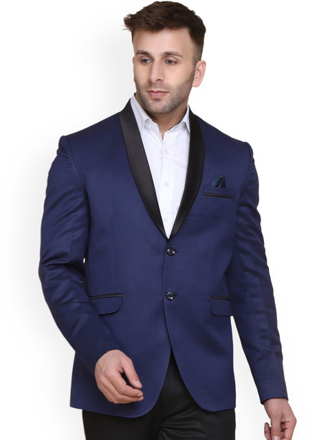 

TAHVO Men Blue Solid Slim-Fit Single-Breasted Blazers