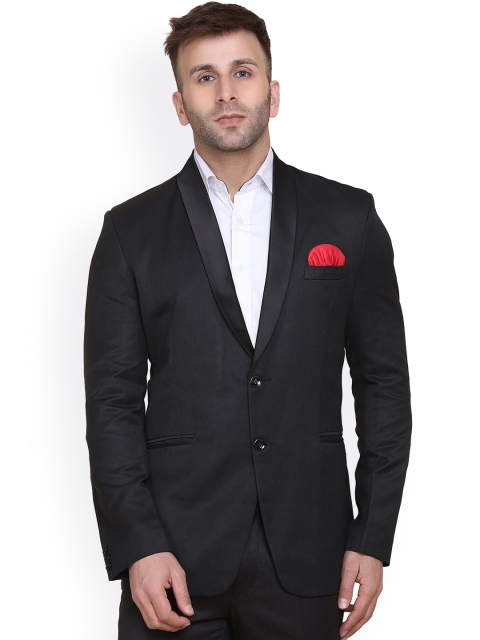

TAHVO Men Black Solid Slim-Fit Single Breasted Party Blazer