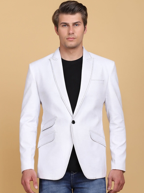 

TAHVO Men White Solid Slim-Fit Single Breasted Party Blazers