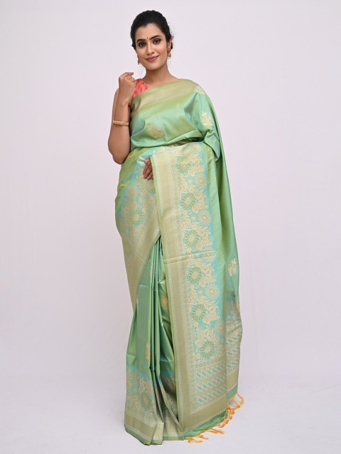 

KAJREE Sea Green Ethnic Motifs Pure Silk Uppada Saree