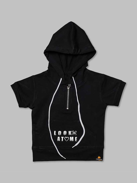 

Mumkins Black Print Hooded Top