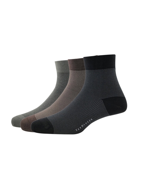 

Van Heusen Men Pack Of 3 Black & Brown Striped Above Ankle Length Socks