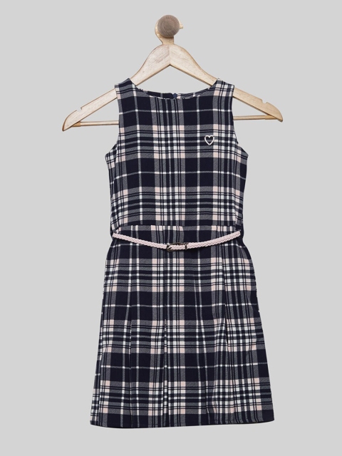 

Tiny Girl Navy Blue Checked Dress