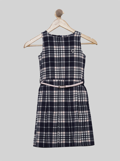 

Tiny Girl Navy Blue Checked Dress