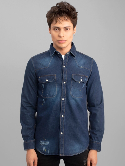 

Snitch Men Blue Slim Fit Faded Casual Shirt
