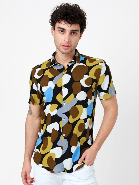 

Snitch Men Yellow Slim Fit Printed Casual Shirt