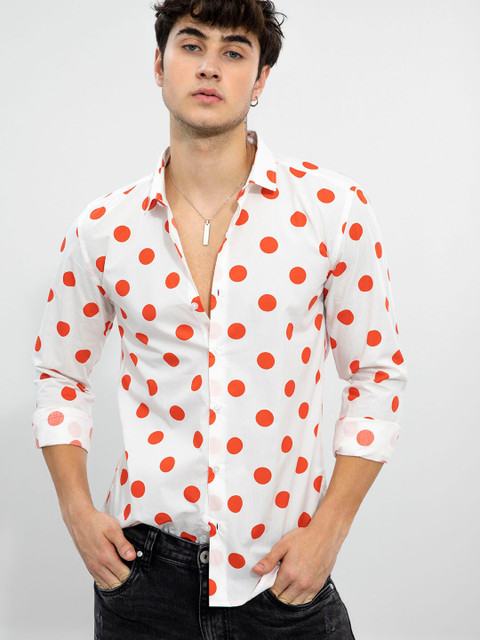 

Snitch Men White Slim Fit Printed Casual Shirt