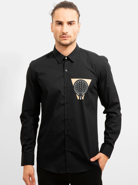 

Snitch Men Black Slim Fit Casual Shirt
