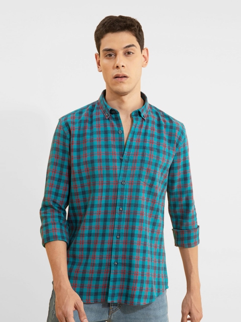 

Snitch Men Green Slim Fit Tartan Checks Checked Casual Shirt