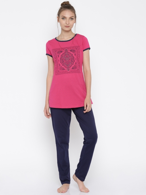 

Sweet Dreams Magenta & Navy Printed Nightsuit