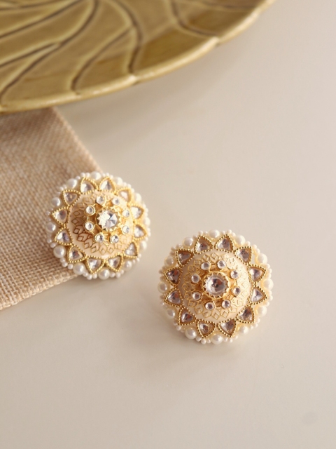 

CURIO COTTAGE Peach-Coloured Contemporary Studs Earrings