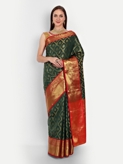 

Royal Rajgharana Saree Green & Red Woven Design Zari Silk Blend Kanjeevaram Sarees