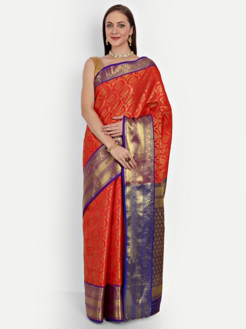 

Royal Rajgharana Saree Red & Blue Woven Design Zari Silk Blend Kanjeevaram Sarees