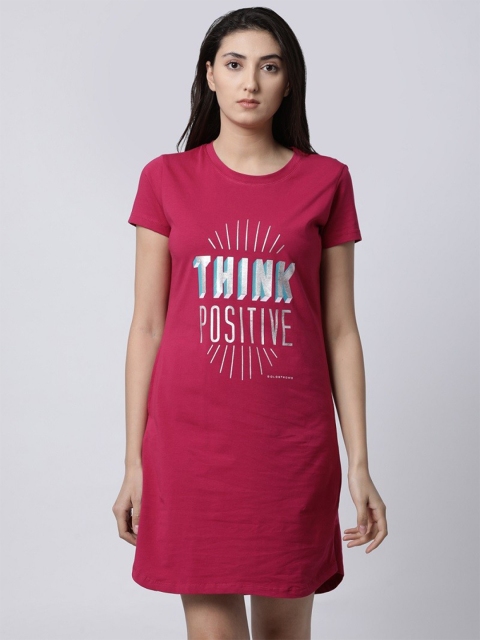 

GOLDSTROMS Fuchsia & White Printed T-shirt Mini Dress