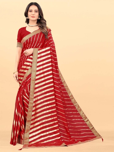 

Wuxi Maroon & Gold-Toned Leheriya Art Silk Leheriya Saree