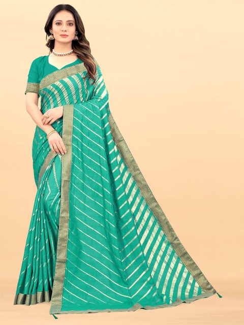 

Wuxi Blue & Gold-Toned Leheriya Art Silk Leheriya Saree