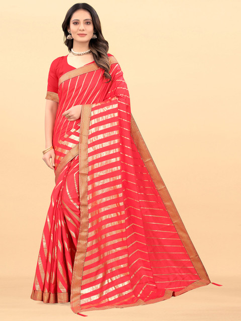 

Wuxi Fuchsia & Golden Leheriya Foil Printed Art Silk Saree