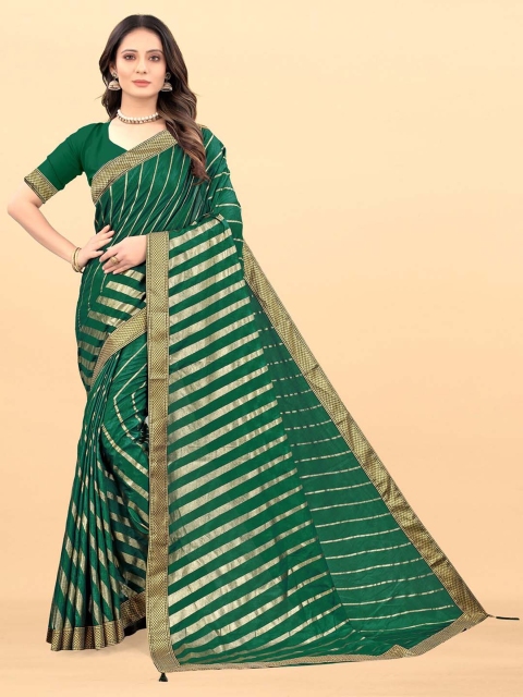 

Wuxi Green & Golden Leheriya Foil Printed Art Silk Saree