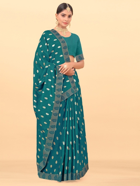

Wuxi Green & Golden Woven Design Art Silk Banarasi Saree