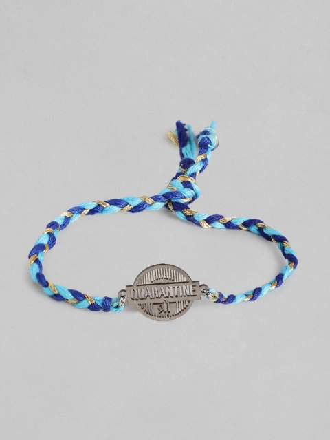 

Pipa Bella Men Blue & Silver-Toned Typography Textured Braided Rakhi