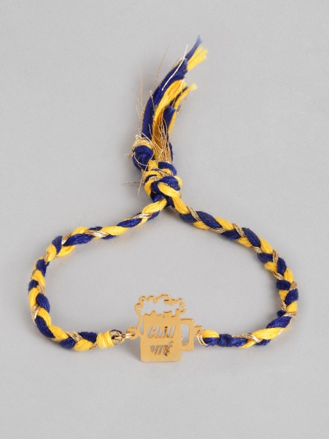 

Pipa Bella Men Navy Blue & Yellow Gold-Plated Quirky Textured Braided Rakhi