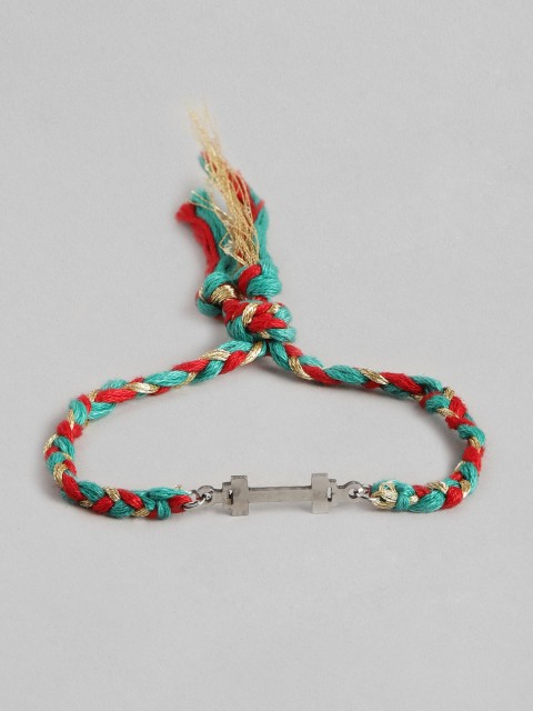 

Pipa Bella Men Red and Green Silver-Plated Dumb-bell Rakhi