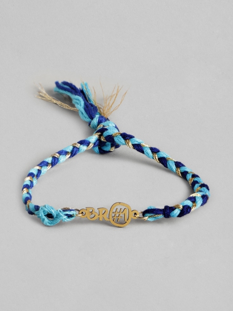 

Pipa Bella Men Blue & Gold-Toned Typography Textured Rakhi