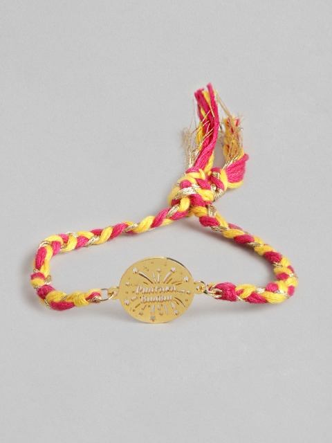 

Pipa Bella Men Red & Yellow Gold-Plated Typography Rakhi