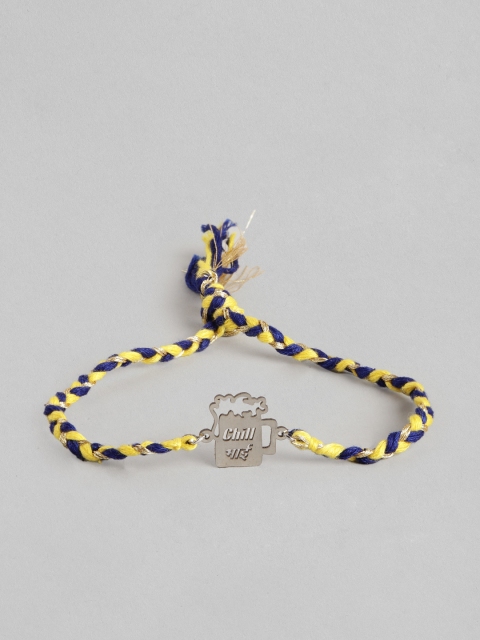 

Pipa Bella Men Blue & Silver-Toned Typography Textured Rakhi