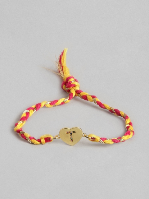 

Pipa Bella Men Red Gold-Plated Typography Heart Shaped Rakhi