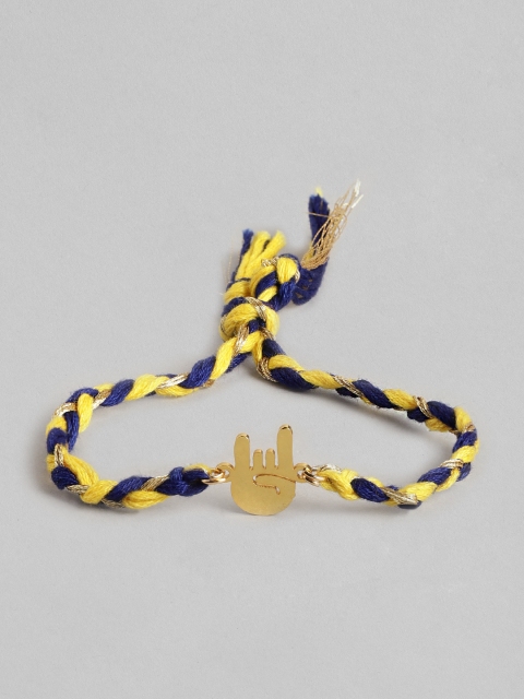 

Pipa Bella Men Navy Blue & Yellow Gold Plated Stainless Steel Small Yo Rakhi