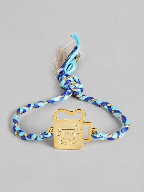 

Pipa Bella Men Blue & Yellow Gold-Plated Typography Textured Braided Rakhi