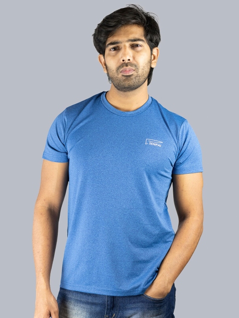 

SENPAI Men Blue Solid Dry-Fit T-shirt