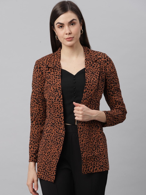 

JUNE & HARRY Women Rust Printed Single Breasted Blazer