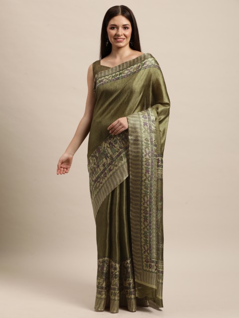 

KALINI Green & Purple Ethnic Motifs Printed Saree