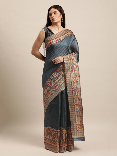 

KALINI Grey & Beige Ethnic Motifs Printed Saree