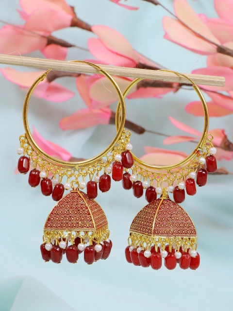 

Crunchy Fashion Maroon Contemporary Jhumkas Earrings