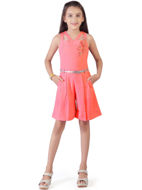 

Tiny Girl Girls Peach-Coloured Basic Jumpsuit