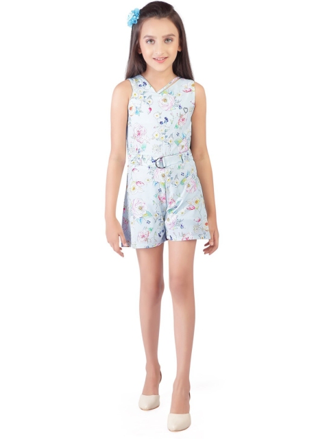 

Tiny Girl Girls Blue & Pink Printed Basic Jumpsuit
