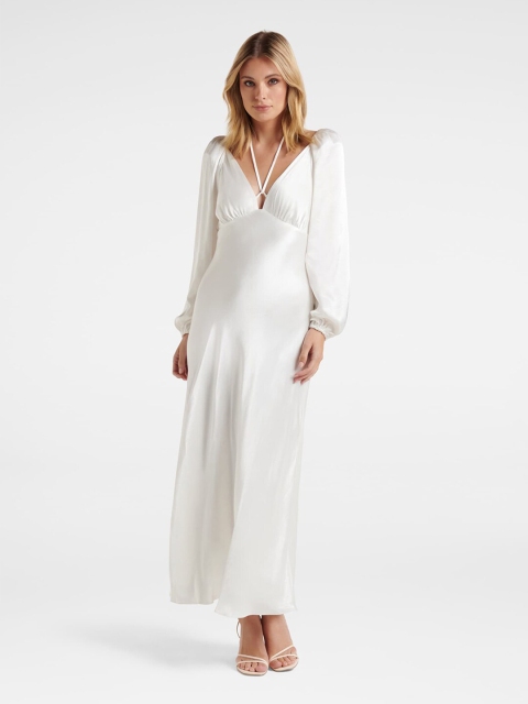 

Forever New White Satin Maxi Dress