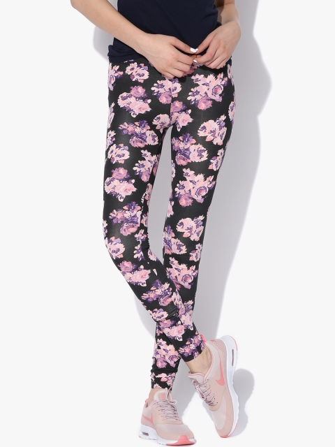 

Aeropostale Black & Pink Printed Leggings